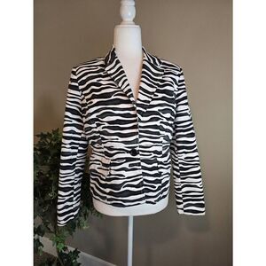 Rafaella Studio Blazer Sz L Black/White Zebra Stripe